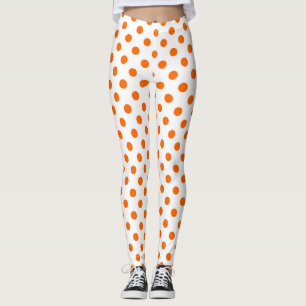 Vit bakgrund Orange prickar Leggings