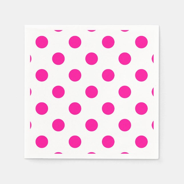 Vit bakgrund Rosa Polka dots Pappersservett (Framsidan)