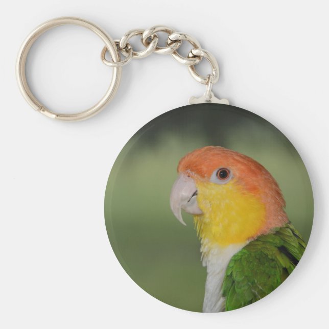 Vit Bålmodig kaik Parrot utomhus Nyckelring (Framsidan)