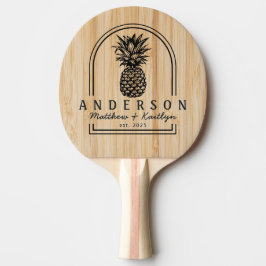 Vit Bambu Ananas Bröllopsbåge & Namn Pingisracket