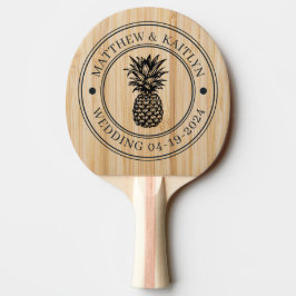 Vit Bambu Ananas Bröllopskrona & Namn Pingisracket