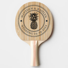 Vit Bambu Ananas Bröllopskrona & Namn Pingisracket