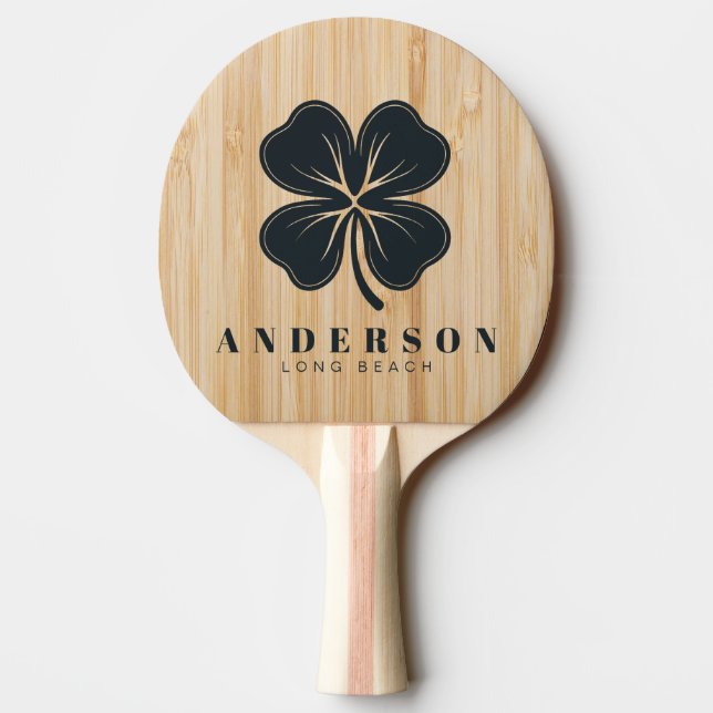 Vit Bambu Fyrklöver med Namn Pingisracket (Baksidan)