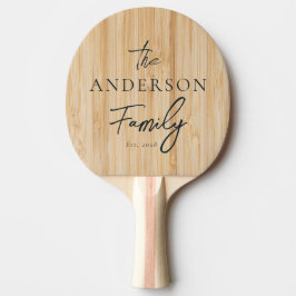 Vit Bambu Handskriven Familjenamn Pingisracket