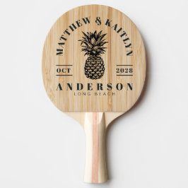 Vit Bambu Tropisk Ananas Bröllopskrona Pingisracket