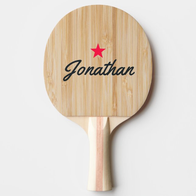 Vit Bambu Vintage Stjärna Signatur Pingisracket (Framsidan)