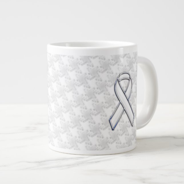 Vit bandupplevelse vid Houndstooth-utskrift Jumbo Mugg (Framsida höger)