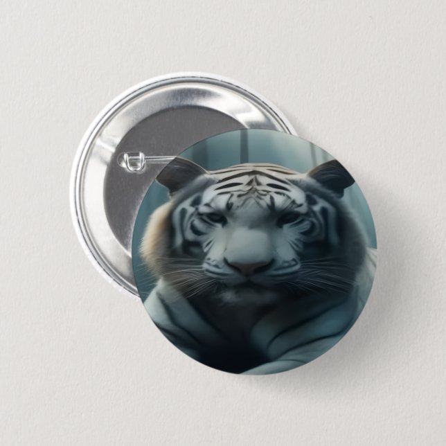 Vit Bangle Tiger-knapp Knapp (Framsida & baksida)