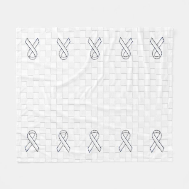 Vit banmedvetenhet Checkers Stil Fleecefilt (Framsidan (Horisontell))