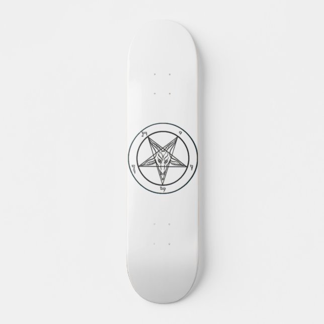 Vit Baphomet Skateboard Bräda 19,5 Cm (Framsida)