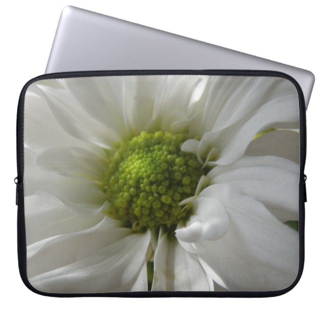 Vit Bärbar Chrysanthemum Bag Laptop Sleeve (Framsidan)