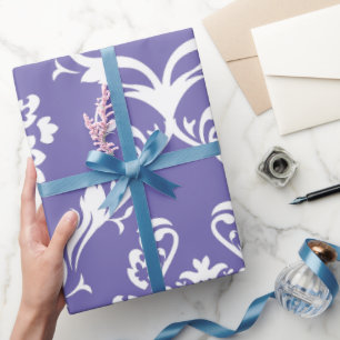 Vit Baroque Damaskers Anpassningsbar Lila Bakgrund Presentpapper