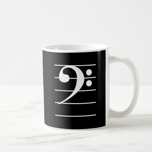 Vit Bass Clef on Personal Music Instrument Kaffemugg (Höger)