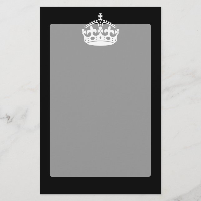 Vit Behålla Lugn Krona på svart Brevpapper (Framsida)