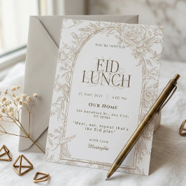 Vit Beige Blommig Båge Botanisk Eid Lunchfest Inbjudningar