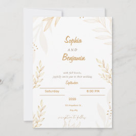 Vit Beige Elegant Blommig Bröllopsinbjudan Inbjudningar