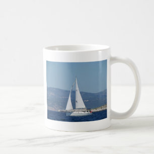 Vit Beneteau Sloop Kaffemugg