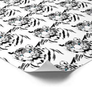 Vit Bengal Tiger Djurälskare Vild Kattdjur Ansikte Poster