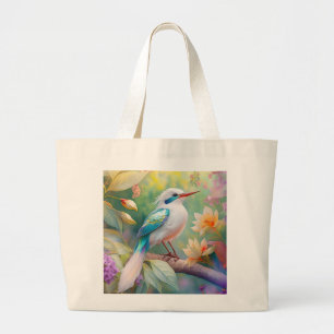 Vit bestritt Iridescent Teal Vinge Fantasy Bird Jumbo Tygkasse