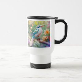 Vit bestritt Iridescent Teal Vinge Fantasy Bird Resemugg