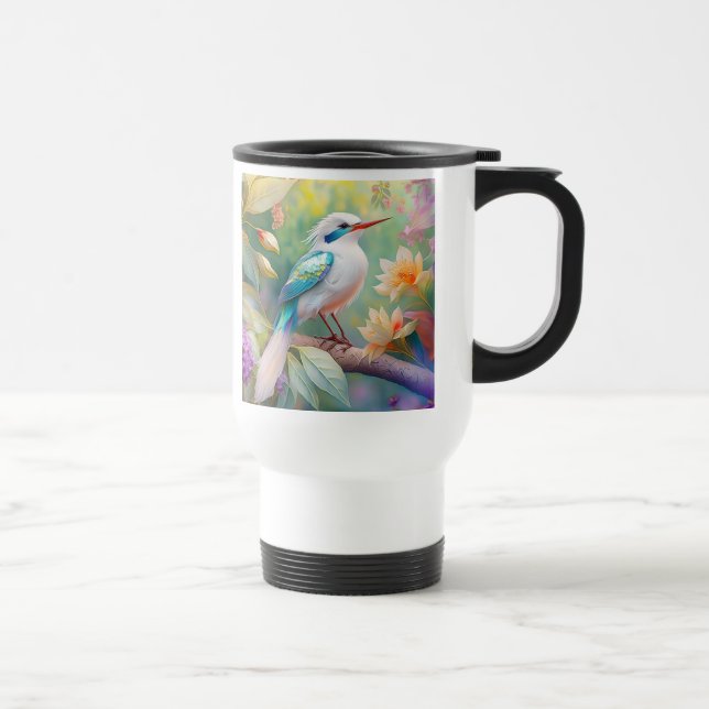 Vit bestritt Iridescent Teal Vinge Fantasy Bird Resemugg (Höger)
