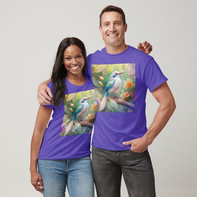 Vit bestritt Iridescent Teal Vinge Fantasy Bird T Shirt (Unisex)