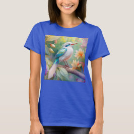 Vit bestritt Iridescent Teal Vinge Fantasy Bird T Shirt
