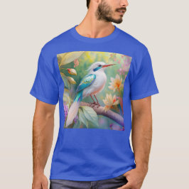 Vit bestritt Iridescent Teal Vinge Fantasy Bird T Shirt