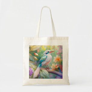 Vit bestritt Iridescent Teal Vinge Fantasy Bird Tygkasse