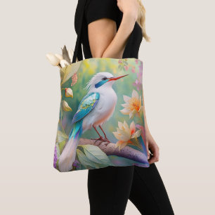 Vit bestritt Iridescent Teal Vinge Fantasy Bird Tygkasse