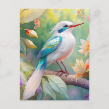 Vit bestritt Iridescent Teal Vinge Fantasy Bird