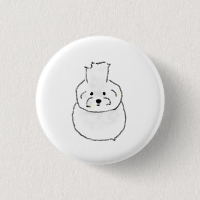 Vit Bichon Frise Hund Knapp (Framsida)