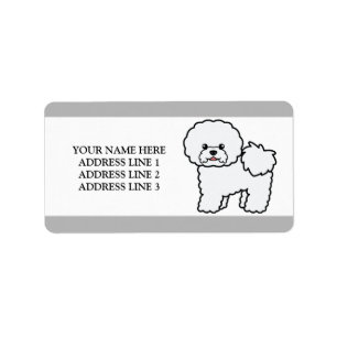 Vit Bichon Frise Hund och personlig text Adressetikett