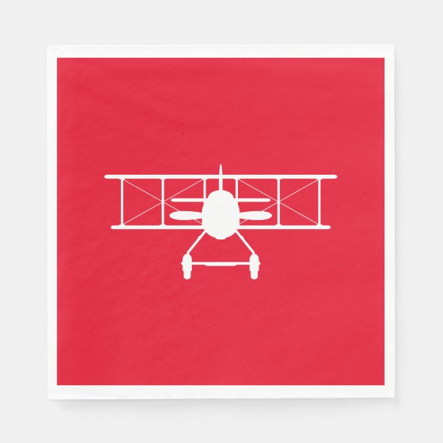 Vit biplansprofil på Röd bakgrund Pappersservett (Framsidan)