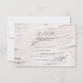Vit Björk Trä Rustik Lada Land Bryllup RSVP OSA Kort