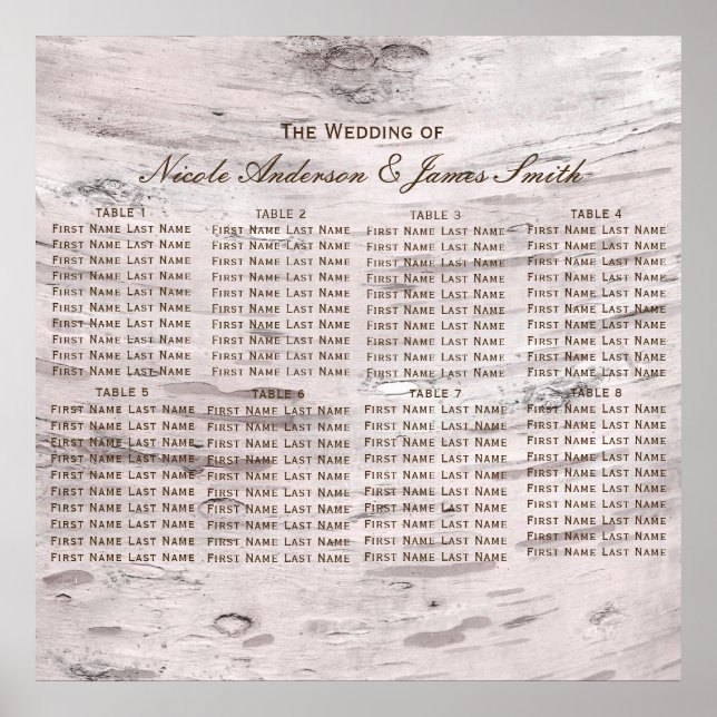 Vit Björkträ Rustikalt Ladsittningsschema Poster (Framsidan)