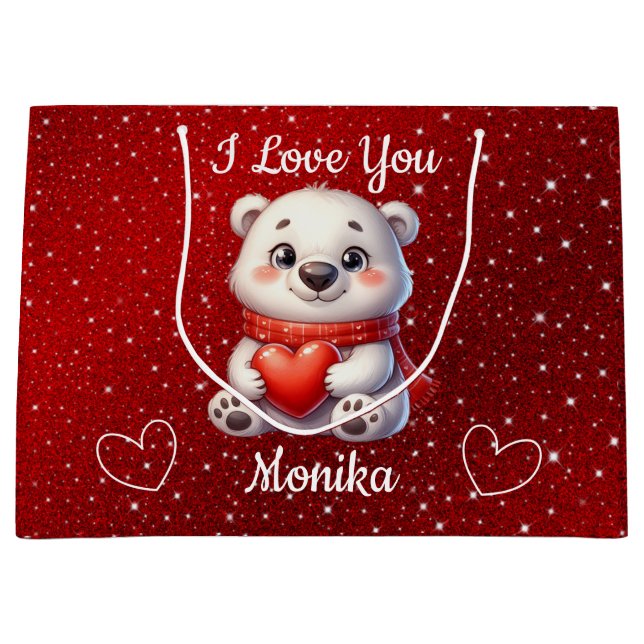 Vit björn och röd i Kärlek Du Personlig Namn (Framsidan)