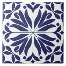 Vit & blå Abstrakt blomster geometrisk