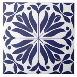 Vit & blå Abstrakt blomster geometrisk Kakelplatta