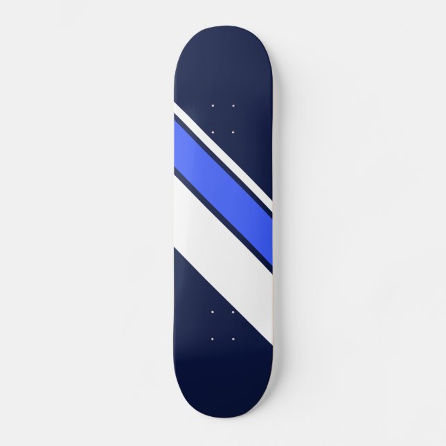 Vit, blå diagonal Tävla Rand vid marinfiske Mini Skateboard Bräda 18,5 Cm (Framsida)