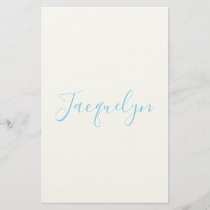 Vit blå Elegant Modern calligrafi Namn Brevpapper