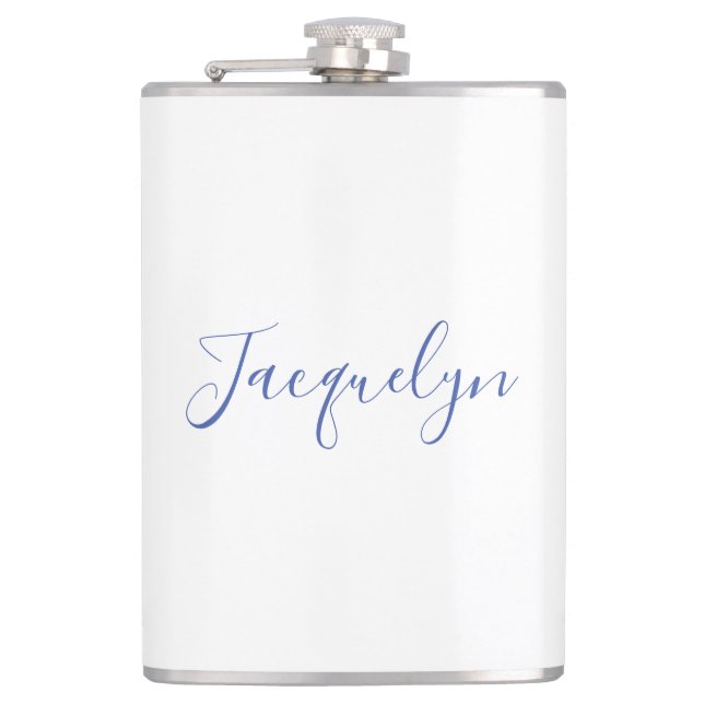 Vit blå Elegant Modern calligrafi Namn Fickplunta (Framsidan)
