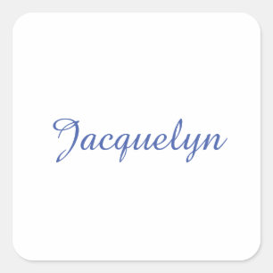 Vit blå Elegant Modern calligrafi Namn Fyrkantigt Klistermärke