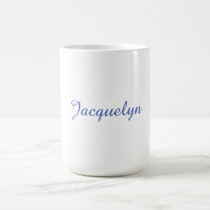 Vit blå Elegant Modern calligrafi Namn Kaffemugg