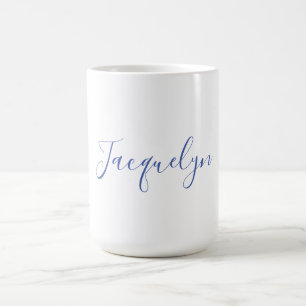 Vit blå Elegant Modern calligrafi Namn Kaffemugg