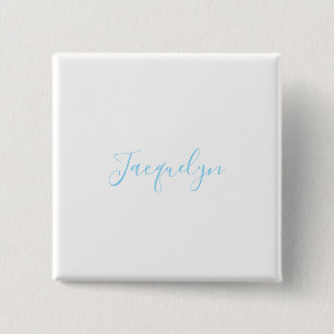 Vit blå Elegant Modern calligrafi Namn Knapp