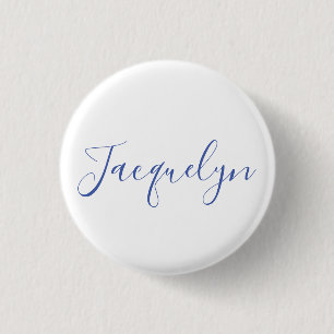 Vit blå Elegant Modern calligrafi Namn Knapp