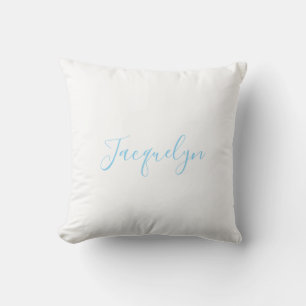 Vit blå Elegant Modern calligrafi Namn Kudde