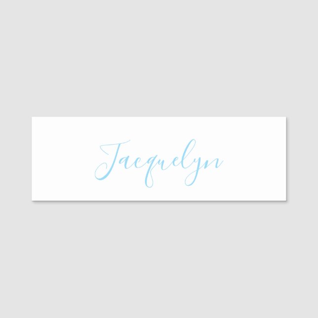 Vit blå Elegant Modern calligrafi Namn Namnbricka (Framsida)