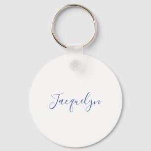 Vit blå Elegant Modern calligrafi Namn Nyckelring